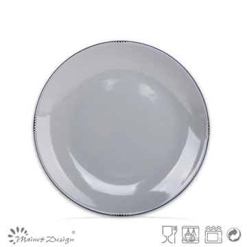 19cm Ceramic Salad Plate Solid Grey with Rim